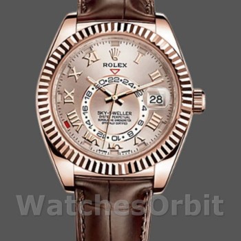 Men's Rolex Sky-Dweller 42mm Men's-326135-Sundust Dial-Rose Gold Sundust<br />