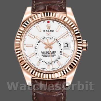 Men's Rolex Sky-Dweller 42mm Men's-326135-White Dial-Rose Gold White