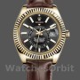 Men's Rolex Sky-Dweller 42mm Men's-326138-Black Dial-Yellow Gold Black<br />