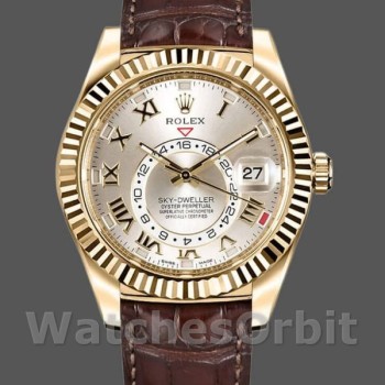 Men's Rolex Sky-Dweller 42mm Men's-326138-Sunray Silver Dial-Yellow Gold Silver<br />