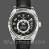 Mens Rolex Sky-Dweller 42mm Mens-326139-Black Dial-Leather Strap Black Replica Image