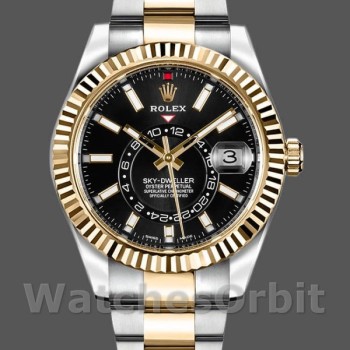 Men's Rolex Sky-Dweller 42mm Men's-326933-Black Dial-Stainless Steel Luxury