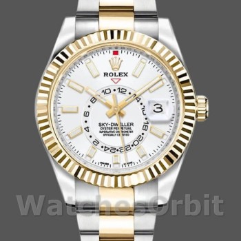 Men's Rolex Sky-Dweller 42mm Men's-326933-Stainless Steel-White Dial White