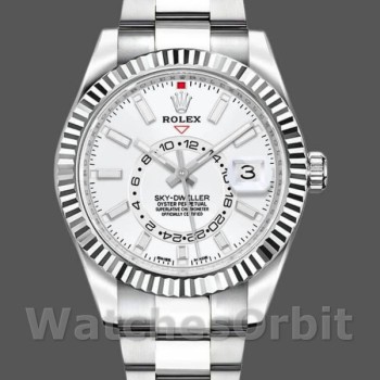 Men's Rolex Sky-Dweller 42mm Men's-326934-Stainless Steel-White Dial White