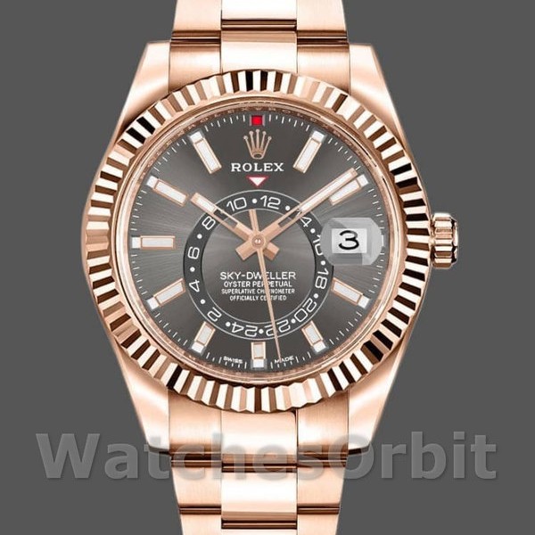Mens Rolex Sky-Dweller 42mm Mens-326935-Everose Gold-Dark Rhodium Stick Dial Dark Rhodium&nbsp;<br /> Replica Image