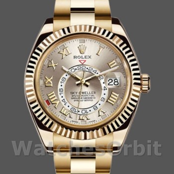 Men's Rolex Sky-Dweller 42mm Men's-326938-Yellow Gold-Silver Dial Silver