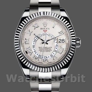 Men's Rolex Sky-Dweller 42mm Men's-326939-Fluted Bezel-Ivory Dial Ivory<br />