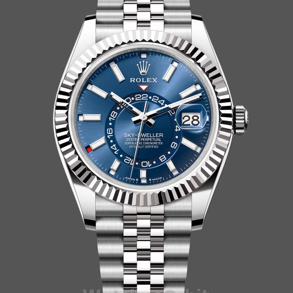 Mens Rolex Sky-Dweller 42mm-m336934 0006-Fluted Bezel-Blue Dial Blue Replica Image