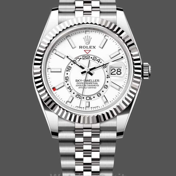 Mens Rolex Sky Dweller 42mm White Dial Fluted Bezel M336934 0004 Mens White Dial Replica Watch Image
