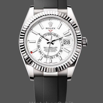 Men's Rolex Sky-Dweller 42-M336239 0003, White Gold, White Dial, Oysterflex White Dial