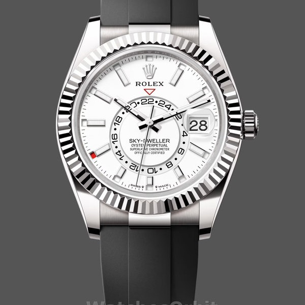 Mens Rolex Sky-Dweller 42-M336239 0003, White Gold, White Dial, Oysterflex White Dial Replica Watch Image