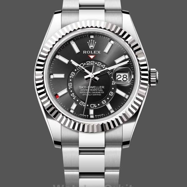 Mens Rolex Sky Dweller 42mm White Rolesor Black Dial M336934 0007 Mens Black Dial Replica Watch Image