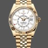 Mens Rolex Sky‑Dweller 42-M336938 0006, Yellow Gold, GMT, White Dial, Jubilee Style, Men’s White Replica Watch Image