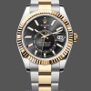Mens Rolex Sky Dweller 42mm Yellow Rolesor Black Dial Oyster M336933 0003 Mens Black Dial Replica Watch Image