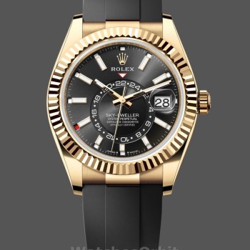 Men's Rolex Sky‑Dweller-m336238 0002, 42mm, Yellow Gold, Black Dial, Men’s Black