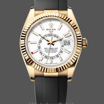 Men's Rolex Sky‑Dweller-m336238 0003, 42mm, Yellow Gold, White Dial, Men’s White Dial