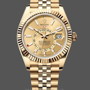 Men's Rolex Sky-Dweller 42mm Men's-m336938-0004-Yellow Gold-Champagne Dial Champagne