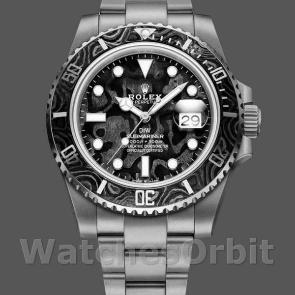 Mens Custom Rolex Submariner-Carbon Fiber, Custom Edition, Black Replica Watch Image