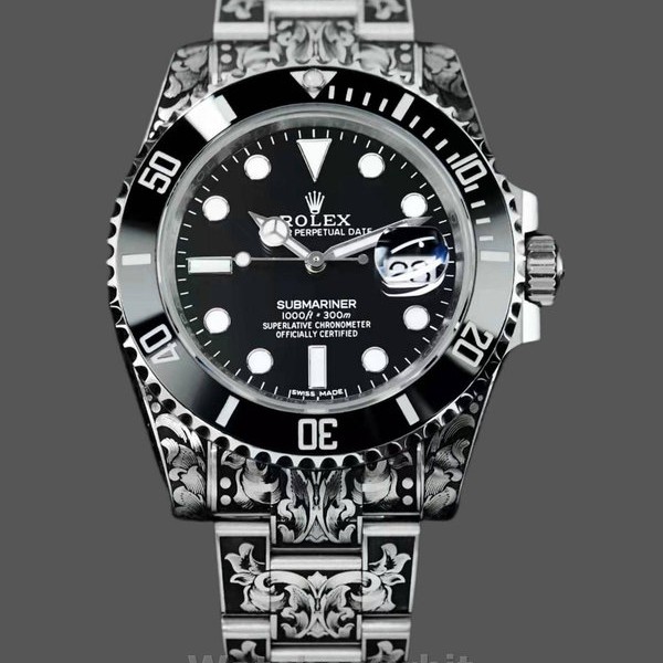 Mens Huckleberry Custom Rolex Submariner, Custom Edition, Black Replica Watch Image