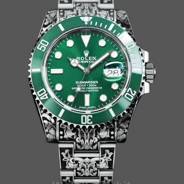 Mens Huckleberry Custom Rolex Submariner-Green, Custom Edition Green Replica Watch Image
