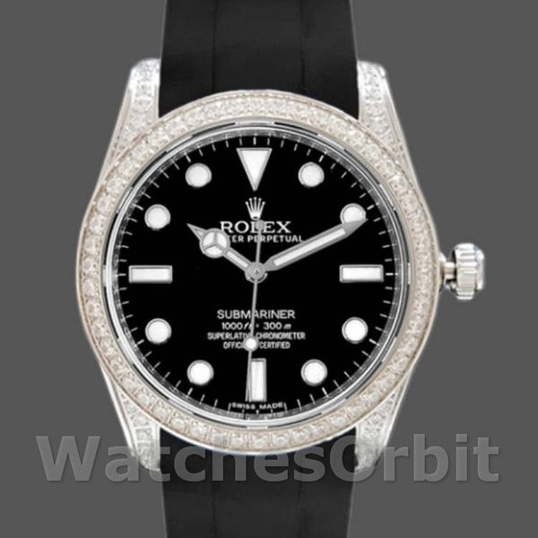 Mens Rolex Submariner 40mm Mens-116610-Black Dial-Rubber Strap Black Replica Image