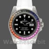Mens Rolex Submariner 40mm Mens-116610-Black Dial-White Rubber Strap Black Replica Image