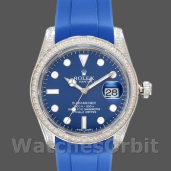 Men's Rolex Submariner 40mm Men's-116610-Blue Dial-Blue Rubber Strap Blue