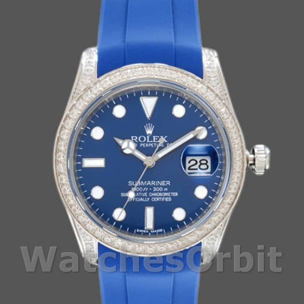 Mens Rolex Submariner 40mm Mens-116610-Blue Dial-Blue Rubber Strap Blue Replica Image