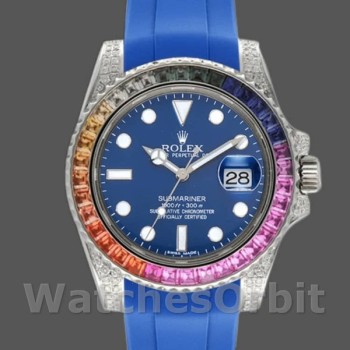 Men's Rolex Submariner 40mm Men's-116610-Blue Dial-Blue Rubber Strap Blue
