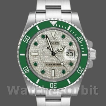 Men's Rolex Submariner 40mm Men's-116610-Diamond Paved Dial-Automatic Diamond Paved