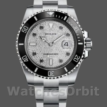 Men's Rolex Submariner 40mm Men's-116610-Diamond Paved Dial-Stainless Steel Diamond Paved