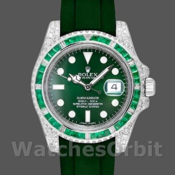 Men's Rolex Submariner 40mm Men's-116610-Green Dial-Rubber Strap Green