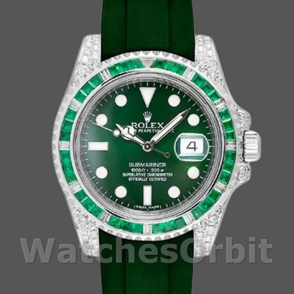 Mens Rolex Submariner 40mm Mens-116610-Green Dial-Rubber Strap Green Replica Image