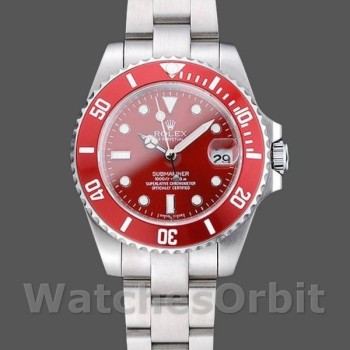 Men's Rolex Submariner 40mm Men's-116610-Stainless Steel-Red Dial Red