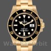 Mens Rolex Submariner 40mm Mens-116618-Yellow Gold-Black Dial Black Replica Image