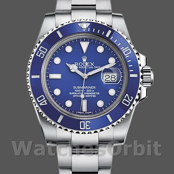 Mens Rolex Submariner 40mm Mens-116619LB-White Gold-Blue Dial Blue Replica Image