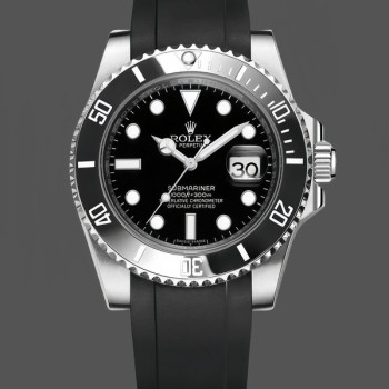 Men's Rolex Submariner 41mm Men's-126610LN-Black Rubber Strap-Black Dial Black