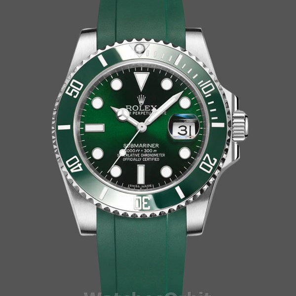 Mens Rolex Submariner 41mm Mens-126610LV-Green Rubber Strap-Black Dial Black Replica Image