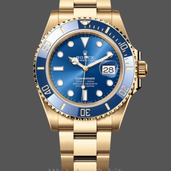 Men's Rolex Submariner 41mm Men's-126618LB-Yellow Gold-Blue Dial Blue
