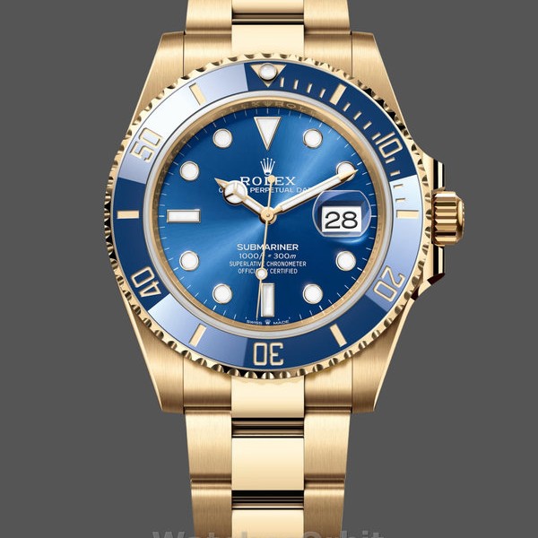 Mens Rolex Submariner 41mm Mens-126618LB-Yellow Gold-Blue Dial Blue Replica Image