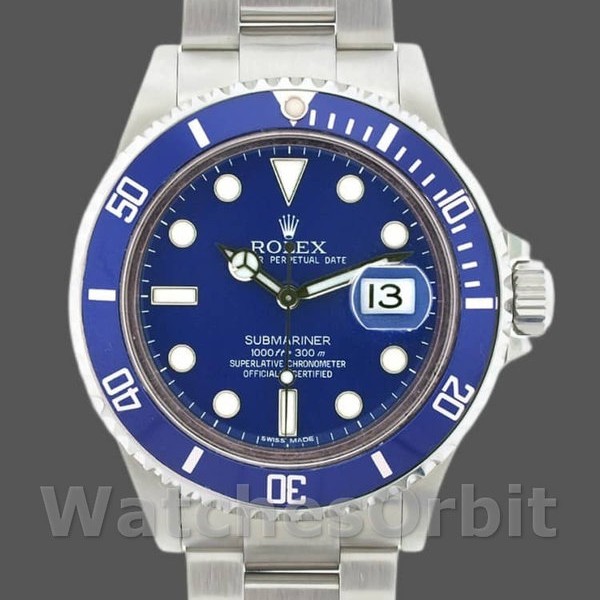 Mens Rolex Submariner 40mm Mens-16610-Stainless Steel-Blue Bezel-Blue Dial Blue&nbsp; Replica Image