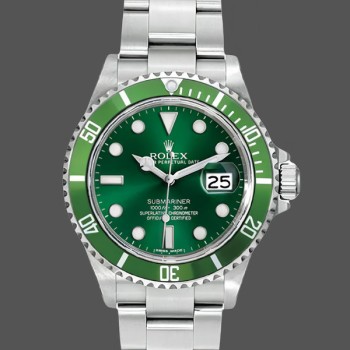 Men's Rolex Submariner 40mm Men's-16610-Stainless Steel-Refinished Green Dial Green