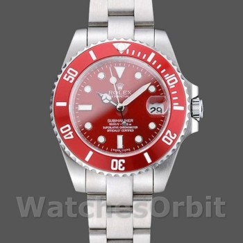 Men's Rolex Submariner 40mm Men's-16610-Stainless Steel-Refinished Red Dial Red