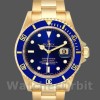 Mens Rolex Submariner 40mm Mens-16618-Yellow Gold-Blue Dial Blue Replica Image