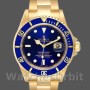 Men's Rolex Submariner 40mm Men's-16618-Yellow Gold-Blue Dial Blue
