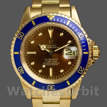 Men's Rolex Submariner 40mm Men's-1680/8-Tropical Dial-Yellow Gold Tropical<br />