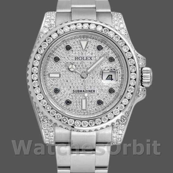 Mens Rolex Submariner Date 40mm Mens-116610LN-Custom Diamond Diamond Paved <br /> Replica Image