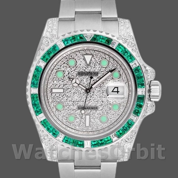 Mens Rolex Submariner Date 40mm Mens-116610LN-Custom Diamond-Stainless Steel Diamond Paved Replica Image