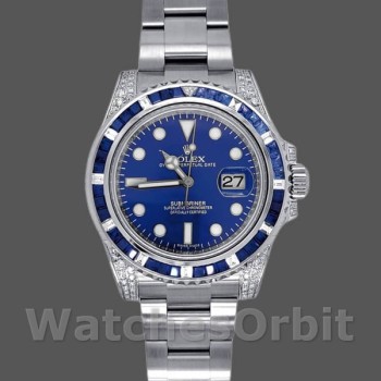 Men's Rolex Submariner Date 40mm Men's-116610LN-Custom Diamond-Stainless Steel-Blue Dial Blue
