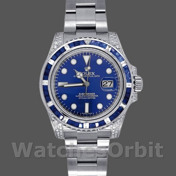 Mens Rolex Submariner Date 40mm Mens-116610LN-Custom Diamond-Stainless Steel-Blue Dial Blue Replica Image